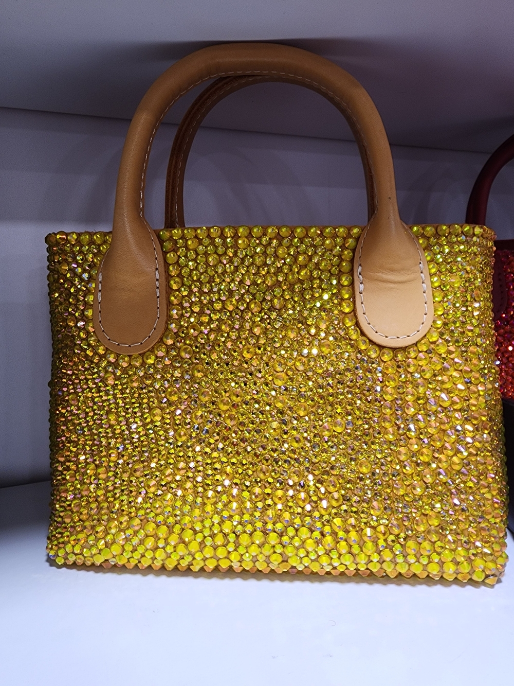 Custom Portland Leather Yellow Crystal Mini Raindrop with Strap